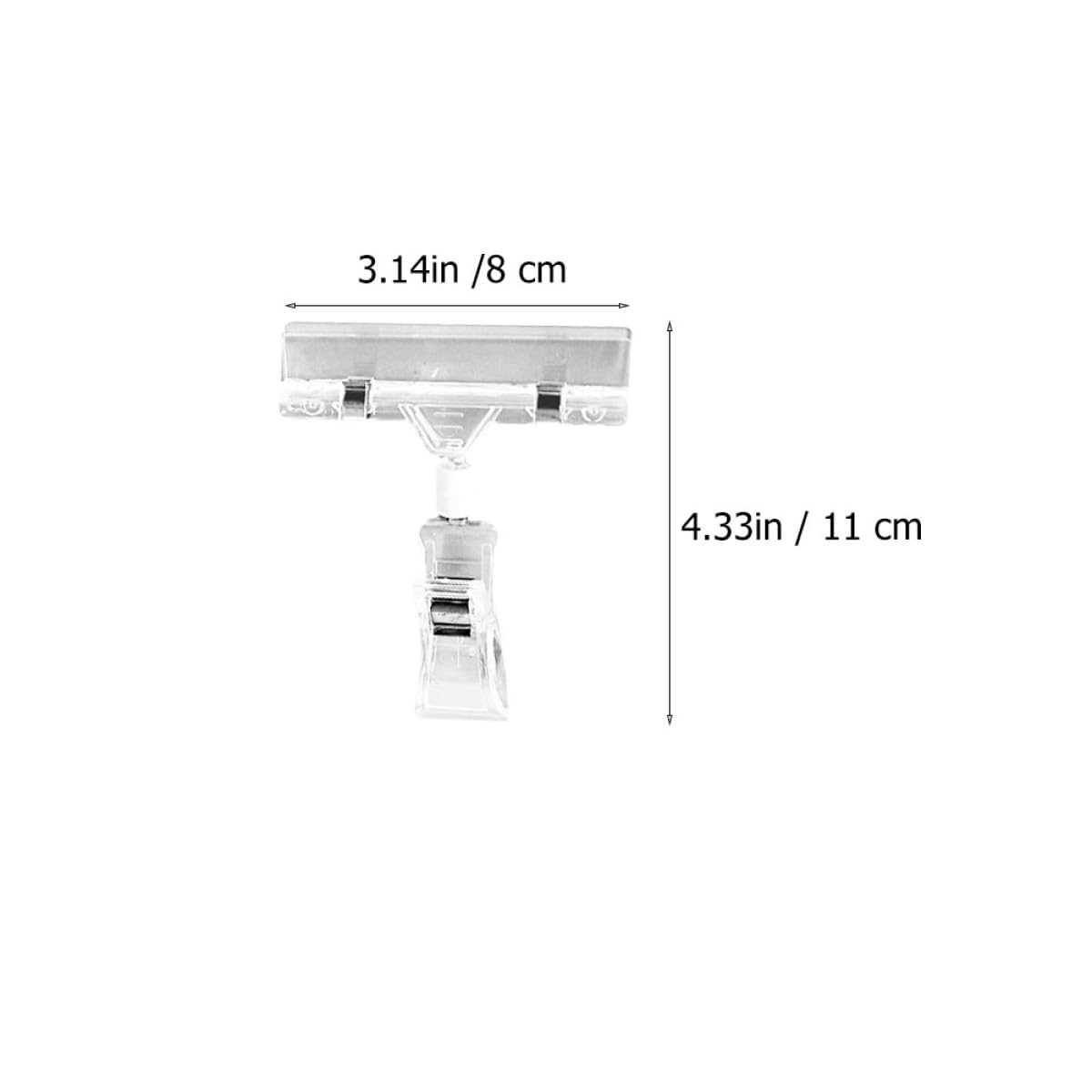 Clip Plastique Rotatif Double Tête Transparent pour Porte-étiquettes de Prix, Base Arc et Pince Plate, pour Expositions et Centres Commerciaux
