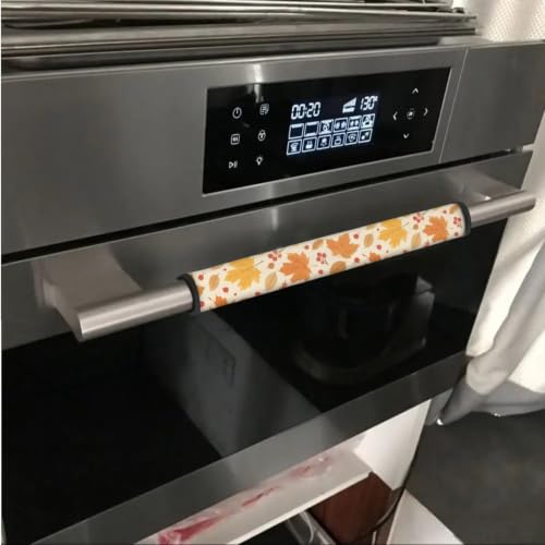 Image of Fall Decor Refrigerator Door Handle Covers Set of 6 Kitchen Electrical Appliances Handle Protector Anti-Slip Fridge Microwave Oven Home Accessories, Fall Maple Leaf Beige