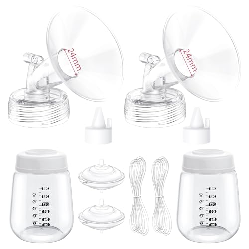 Breast Pump Parts Compatible with Spectra S1/S2/9 Plus, Not Original Accessories, Full Set Replacements Include 24mm Flanges, Valves, Backflow Protectors (Duckbills Included), Tubings and Bottles