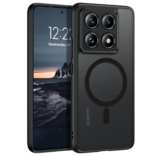 YINLAI Hülle für Xiaomi 14T Kompatibel mit MagSafe Magnetische Translucent Matt Stoßfest Kratzfest Schutzhülle für 14T 5G 6.67 Schwarz