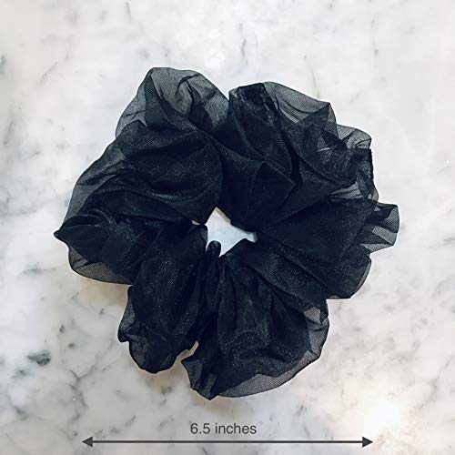 Anya Accessories Oversized Scrunchie | Extra Large Organza Look Hair Tie (Black) #TOP3