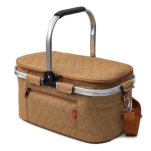 Cestino Picnico Isolato Pieghevole 40x23x20cm - Borsa Portatile Con Maniglia Per Escursioni