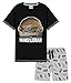 The Mandalorian Pyjama Garçon, Pyjashort Garçon Baby Yoda, Ensemble Vêtement Garçon et Ado 7-14 Ans (Noir, 11-12 Ans)