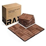 Premium Patio Deck Tiles, 10 PCs 12”x12” Snap Together Wood Flooring for Outdoor,...