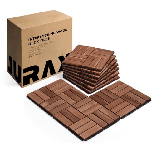 Premium Interlocking Deck Tiles, 10 PCs 12”x12” Snap Together Patio