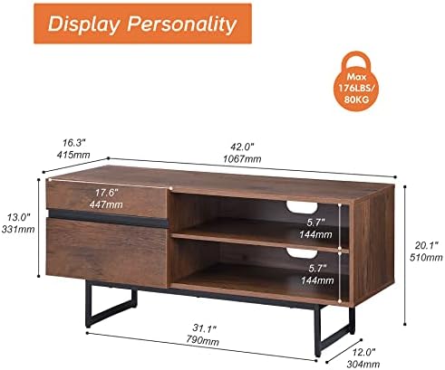 WAMPAT Modern TV Stand for TVs up to 55 inch TV Entertainment Center TV Console with Storage Cabinets Media Console for Living Room Bedroom