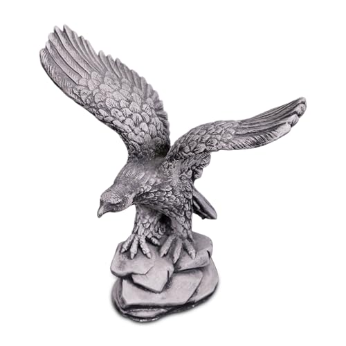 gartendekoparadies.de Adlerfigur aus Steinguss, Steinadler, Höhe 32 cm, 35 cm Spannweite, 4 kg, frostsicher (Schwarz)