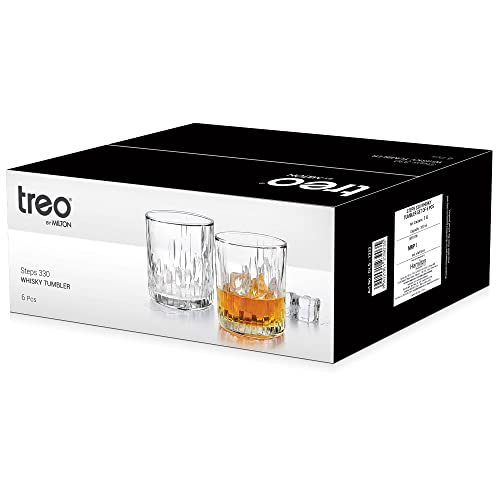 Image of Treo by Milton Steps 330 Whiskey Glass Tumbler, Set of 6, 330 ml Each, Transparent