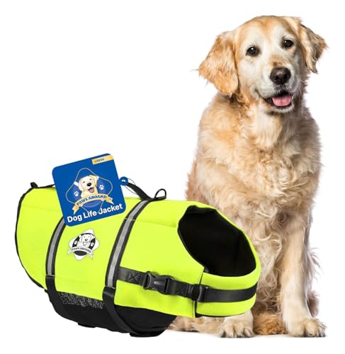 Paws Aboard Dog Life Jacket - Swimming Vest for Dogs, Adjustable, Reflective, Comfortable, Multiple Colors, Patterns, XX-Small to Extra Large Dog