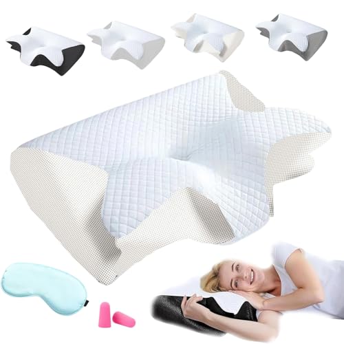 Almohada ortopédica de espuma viscoelástica para aliviar la apnea del sueño, almohada ortopédica de apoyo para personas que duermen de lado, boca abajo y boca arriba