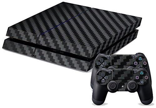 Black Carbon Theme Skin Sticker Cover for PS4 Console and 2 Controllers for Video Game-image-35