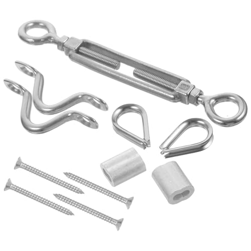 Tensores para cables de acero jojofuny en acero inoxidable, tipo ojo, 5.12 x 0.79 x 0.28 pulgadas, peso 1.41 onzas miniatura 1