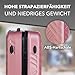 Xonic Design Reisekoffer - ABS Hartschalen Koffer mit 360° Leichtlauf-Rollen - hochwertiger Trolley mit Zahlenschloss in M-L-XL oder Set (Rosé, M)