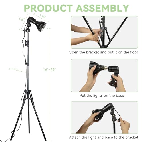 Zekoled PAR30 Grow Lights For Indoor Plants With Stand,30W 4100K E26 Full Spectrum Plant Led Light Bulb With Optical Lens For High Ppfd, Floor Grow Lamp thumb #6