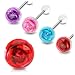 4 Steel Rose Flower Tongue rings barbells red blue pink purple 14g gauge 5/8