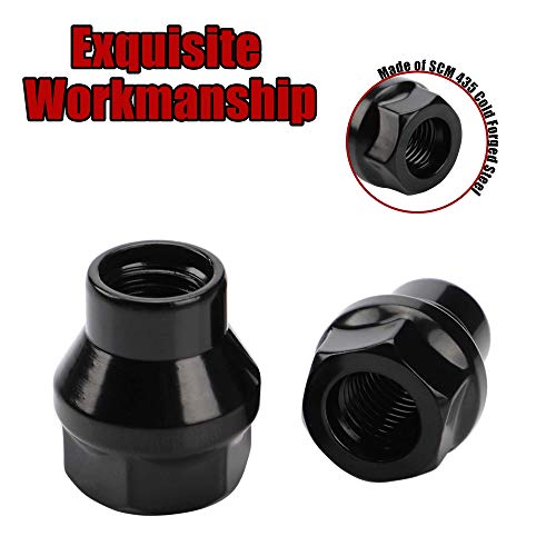 Image of 12x1.5 Extended (ET) Lug Nuts, Black, 24PCS | M12x1.5, Open Ended, 7mm Shank, For Tacoma 4runner FJ Cruiser Aftermarket Wheels