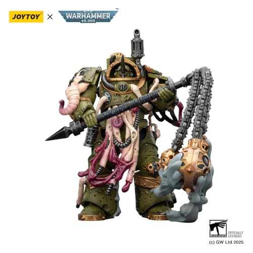 Image of JOYTOY Death Guard Warhammer 40k 1 /18 Action Figure Death Guard Blightlord Terminator 2 with Flail of Corruption Collectible Gifts,Toys for Kids 15+ and Adults 4.8-inch