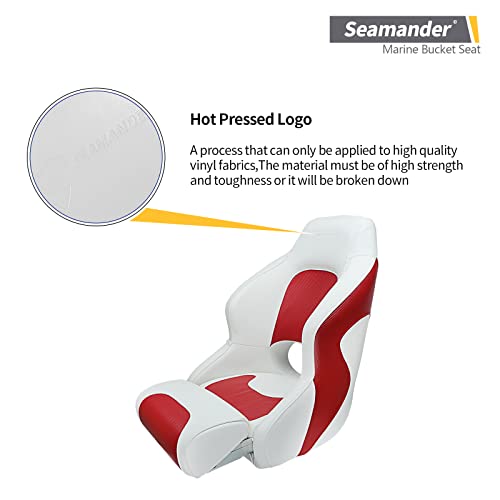 Marine Bucket Seat Captain Seat Flip Up Boat Seat,Stainless Steel Screws Included (Sc1-White/Red) #TOP5