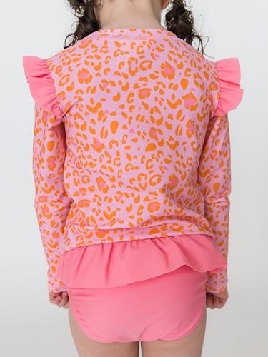 Image of RuffleButts Baby Girls Modern Skirted Rash Guard Bikini - UPF 50+ Sun Protection Swimsuit