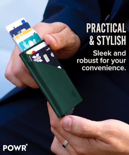 Powr Metalowy Portfel na Karty RFID dla Mężczyzn - Minimalistyczny, Smukły Aluminiowy Portfel Klasy Lotniczej z Blockerem RFID, Ochrona Kart Kredytowych i Debetowych