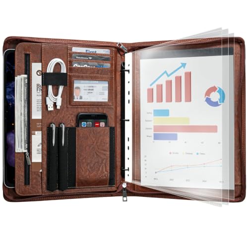 Padfolio Portfolio Binder, 3-Ring Binder with Zipper, Business Folder