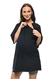 MijaCulture 2 in1 T-Shirt/Homewear/Stillnachthemd und Umstandsnachthemd M024 Amber (Schwarz, XXL)