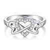 BORUO-925-Sterling-Silver-Ring-High-Polish-Cubic-Zirconia-Infinity-and-Heart-Tarnish-Resistant-Comfort-Fit-Ring BORUO Love Heart Eternity Band-925 Sterling Silver Rings for Women-Platinum Plated Over Sterling Silver Wedding Band- Promise Rings For Her-Silver Rings For Women, 2mm, Size 7