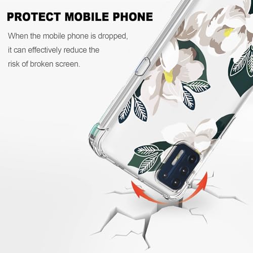 WEIOUHR Capa para Moto G Stylus 2021 4Gphone, design de flor branca de TPU macio, à prova de choque, resistente a arranhões, leve, para Motorola G Stylus 2021 4G (Magnolia)