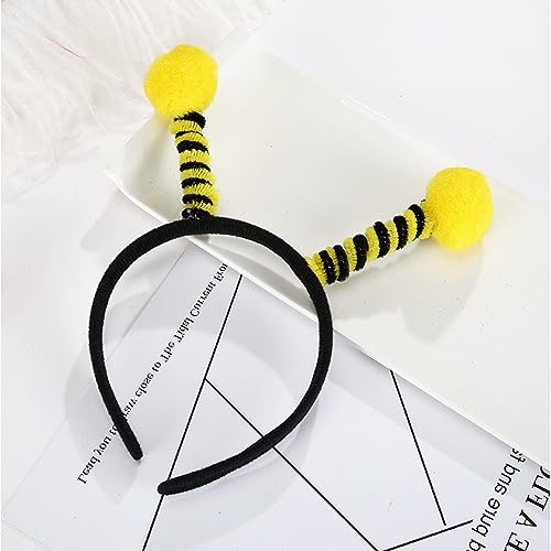Lezevn 6Pcs Bee Antenna Headband Pom Pom Head Boppers Bee Headband Halloween Bumblebee Cosplay Accessories - Image 2