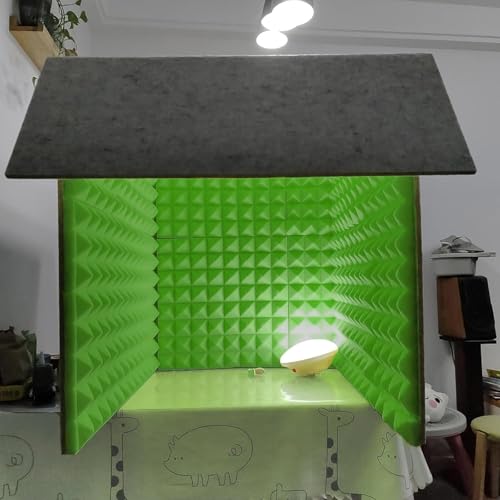 Cabina vocal, cabina de aislamiento, cabina acústica, cubierta insonorizada de escritorio, caja para grabación de sonido, escudo absorbente de sonido vocal (Verde) miniatura 1