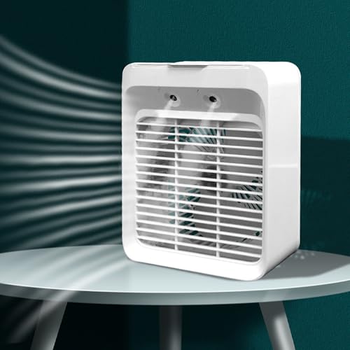 Mini ventilatore elettrico da tavolo USB con doppio nebulizzatore, silenzioso ventilatore portatile raffreddato ad acqua per il raffreddamento di ufficio e dormitorio