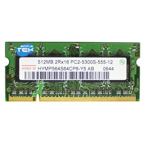 Velocità: 667MHz SIMPLETEK - Modulo banco memoria RAM DDR2 512MB 667MHz SODIMM PC2-5300S per notebook (Ricondizionato)