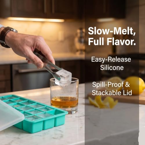 Bandeja grande para cubitos de hielo de silicona con tapa miniatura 5