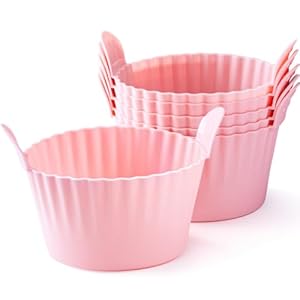 Bakecat Large Muffin Cases for Air Fryer, Ramekins for Air Fryer, Air Fryer Egg Mould, (Pack of 6), Pink