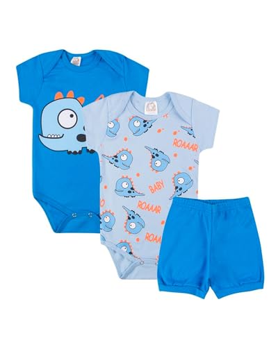 Kit 9 Peças Body Bebê Estampado Manga Curta com Short Roupa Bebe Algodão para Menino (G)