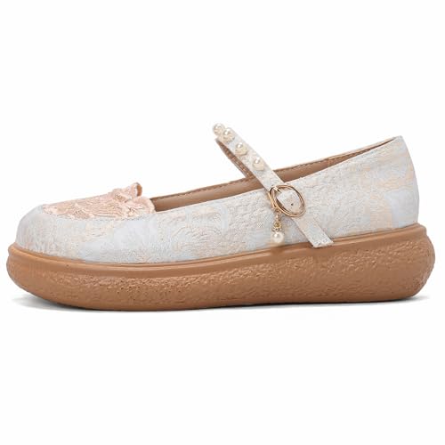 Asterisco Women Flat Pumps Mary Jane Mid Heel Shoes-240422, Size 1-10