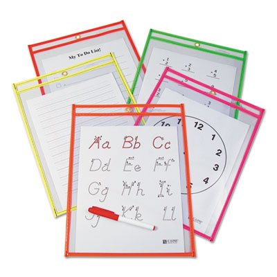 C-Line Products 40810 Reusable Dry Erase Pockets Assorted 9 x 12 10 Per Pack