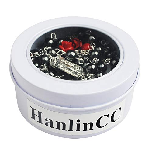 Hedi 6Mm Hematite Beads With 8Mm Coral Rose Glory Beads Catholic Rosary Pack Metal Gift Box #TOP5