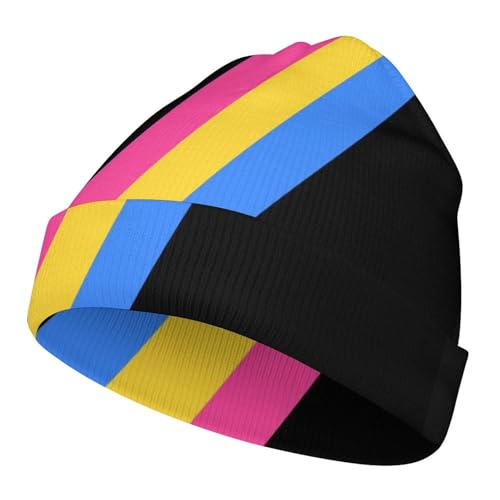 Pansexual Pride LGBTQ Kids Beanie Hat for for Girls Boys Children Cap Winter Knitted Chemo Cancer Headwear Accessories Gifts Decoration Black
