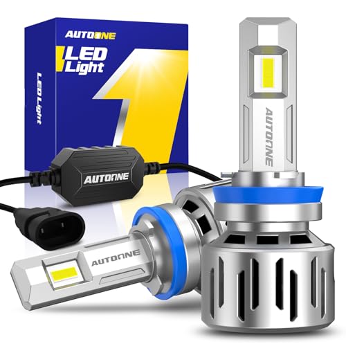 Image of AUTOONE H9 H8 H11 LED Bulb 900% Brightness 6500K White, Angle Adjustable, Halogen Replacement, Canbus, Pack of 2