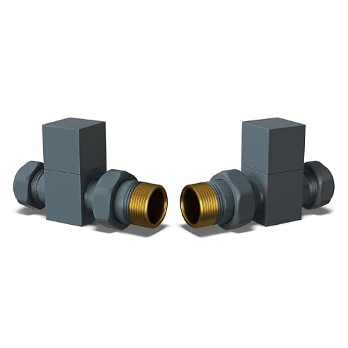 Uk Radiators 1/2Bsp 15mm Straight Anthracite Modern Manual Radiator Valve Pair Square from B&Q