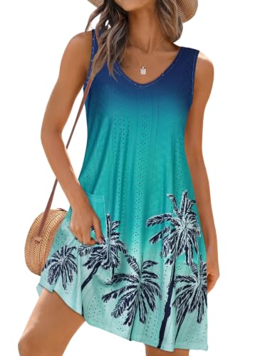 Image of elescat Swimsuit Coverup Summer Dresses for Women Eyelet Casual Loose Sleeveless Sundress with Pockets 2026