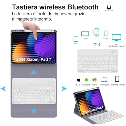 Teclado para Xiaomi Pad 7 para evitar arañazos y caídas con funda 3