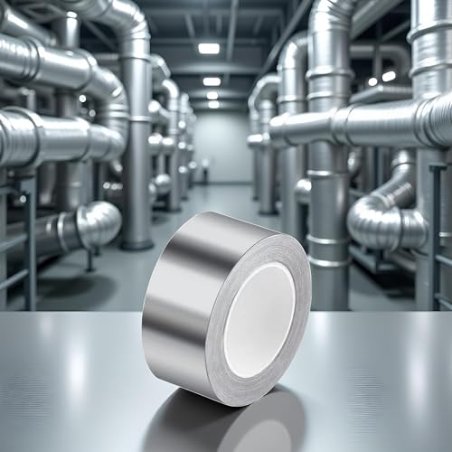 Image of Silver Aluminum Foil Tape, Aluminum Air Duct Tape,Insulation Adhesive Metal High Temperature Heavy Duty, Silver Aluminum Foil Tape,Multi-Purpose Metal Tape Waterproof Tapediao