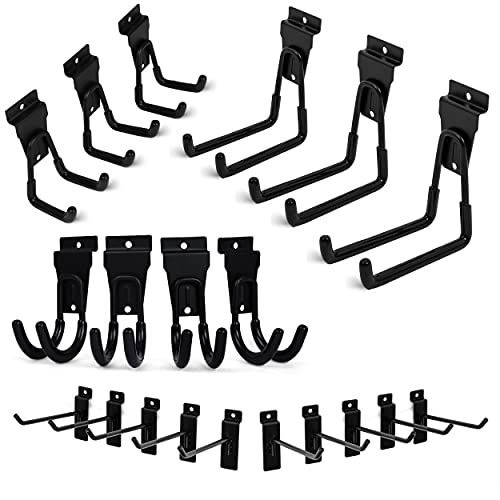 Feller Slatwall Hooks - Pack of 20 Bundled Heavy-Duty Utility Garage Hooks and Hangers, Various Shapes and Sizes Slatwall Accessories for Display, Storage and Organization 