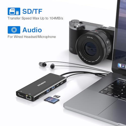 USB C Docking Station Dual Monitor,Triple Display USBC Dock, 14 in 1 Laptop Dockingstation mit 2 * 4K HDMI,DP/Displayport,Ethernet,4*USB,100W PD,USB-C Data,SD/TF,Audio/Mic für Dell HP etc