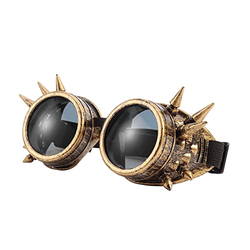 Lelinta Spiked Goggles Steampunk Welding Goth Cosplay, Copper Color Frame + 7 Interchangeable Lens #TOP1