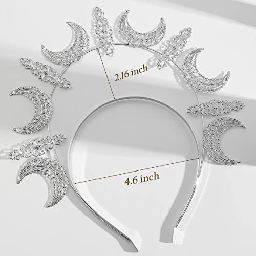 Halo Moon Crown Goddess Headdress Tiara Boho Baroque Gothic Wedding Bridal Prom Tiara - Thumbnail 5