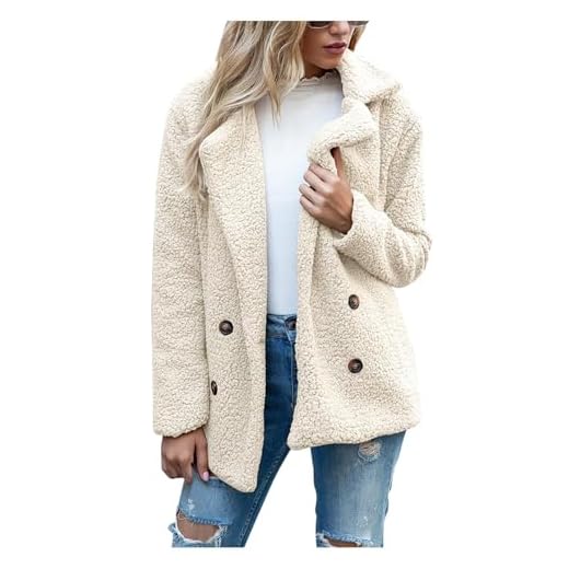 Générique Manteau Femme Hiver Casual Parka Bouton Doudoune Capuche Veste Polaire Automne Pull Long Chic Shaggy Pas Cher Blanc 3XL