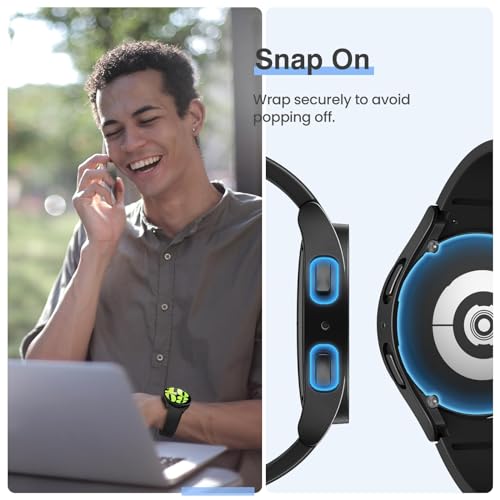 Image of VEMIGON Hard PC Case Compatible with Samsung Galaxy Watch 6 2023 Screen Protector Case 44mm, High Sensitive Protective Face Cover with Bumper Built-in Tempered Glass Film - (44mm Black)